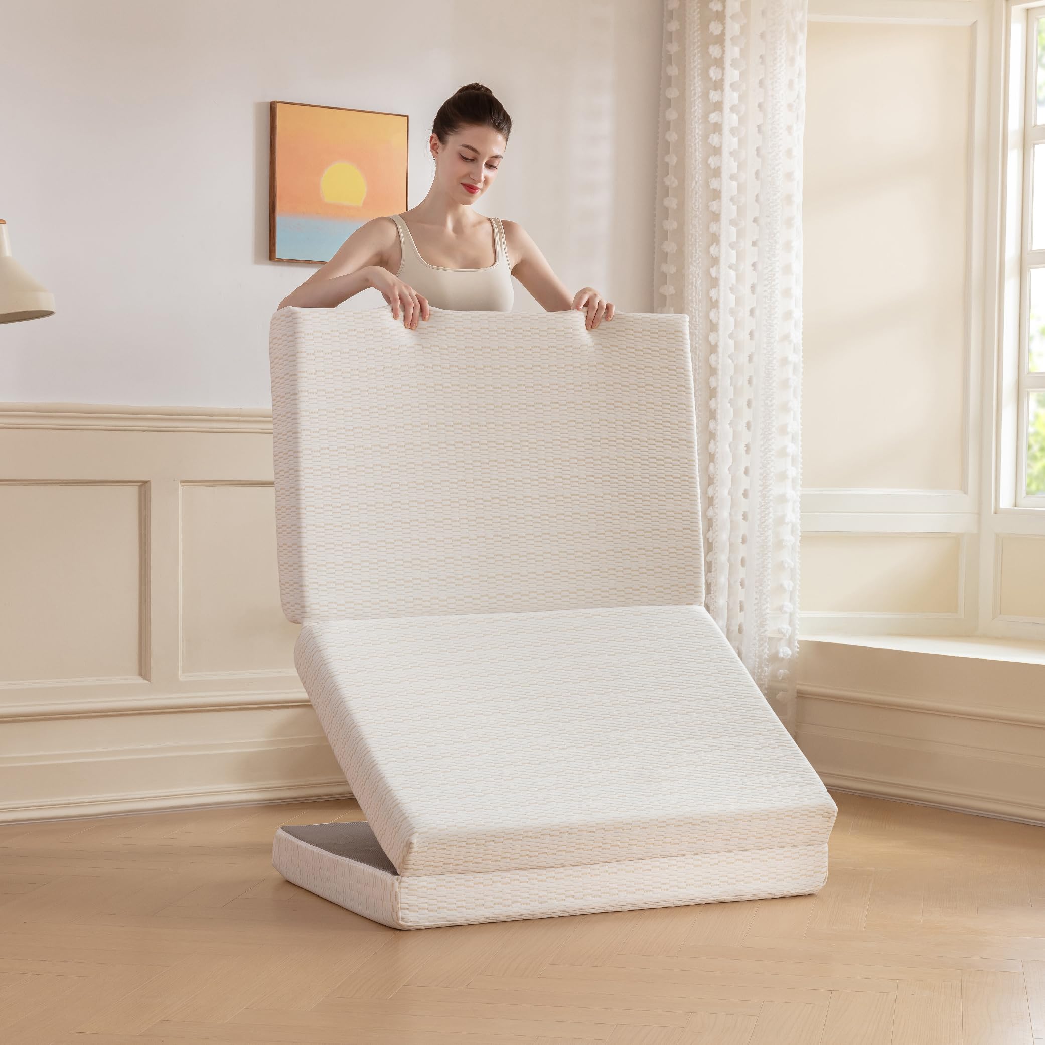MLILY Folding Mattress, 3 inch Twin Tri-fold Memory Foam Mattress, Foldable Mattress with Storage Bag and Washable Cover, Travel