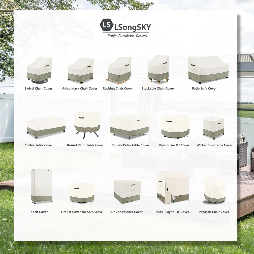Lsongsky Outdoor Swivel Lounge Chair Cover 2 Pack,(35 W X 37 D X 38.5 H Inches)100% Waterproof Heavy Duty Outdoor Chair Covers,Patio Furniture Cover For Swivel Patio Chair,White&Grayish Green