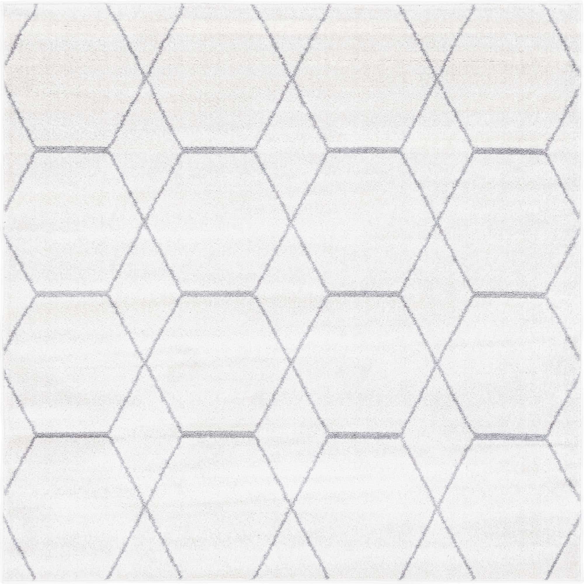 Unique Loom Trellis Frieze Collection Area Rug - Geometric (6 Square, Ivory/ Gray)