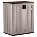 Suncast 9 Cu. Ft. Base Storage Cabinet, Resin Garage Organizer, Platinum Metallic/Slate