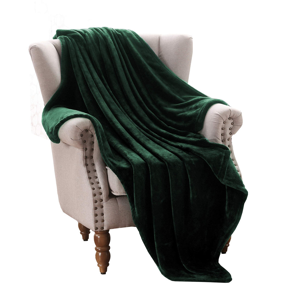 Exclusivo Mezcla Extra Large Fleece Throw Blanket For Couch, Sofa, 300Gsm Super Soft And Warm Blankets, Forest Green Throw All S