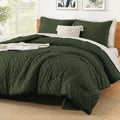 Litanika Comforter Oversized King Size Set Olive Green, 3 Pieces Chevron Tufted Solid Bedding Comforter Sets, Fluffy Bed Set