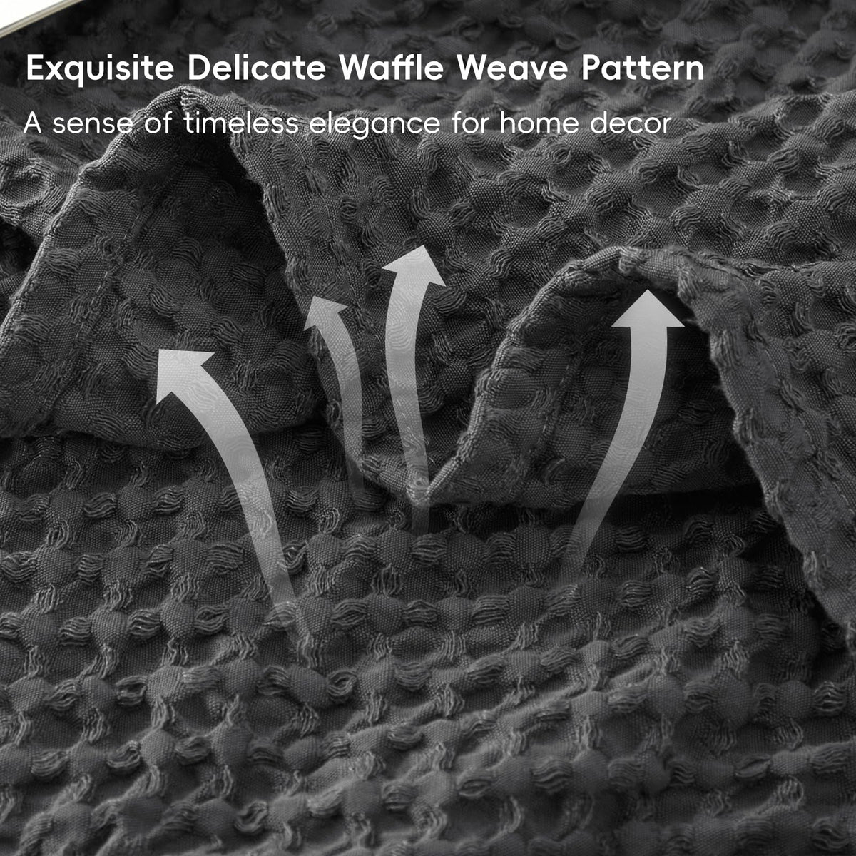 Phf Ultra Soft Waffle Weave Blanket Twin Size 66'X 90'- Washed Lightweight Breathable Breathable Cozy Woven Blanket - Great For Couch Bed Sofa Home Car - Black