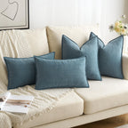 Miulee Pack Of 2 Dusty Blue Decorative Lumbar Pillow Covers 12X20 Inch Soft Chenille Luxurious Couch Throw Pillows Farmhouse Cushion Covers With Elegant Design For Sofa Bedroom Living Room Home Decor