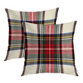 Batmerry Plaid Pillow Covers 18X18 Inch Set Of 2, Scottish Tartan Red And White Wool Plaid Pattern Symmetric Square Print Double