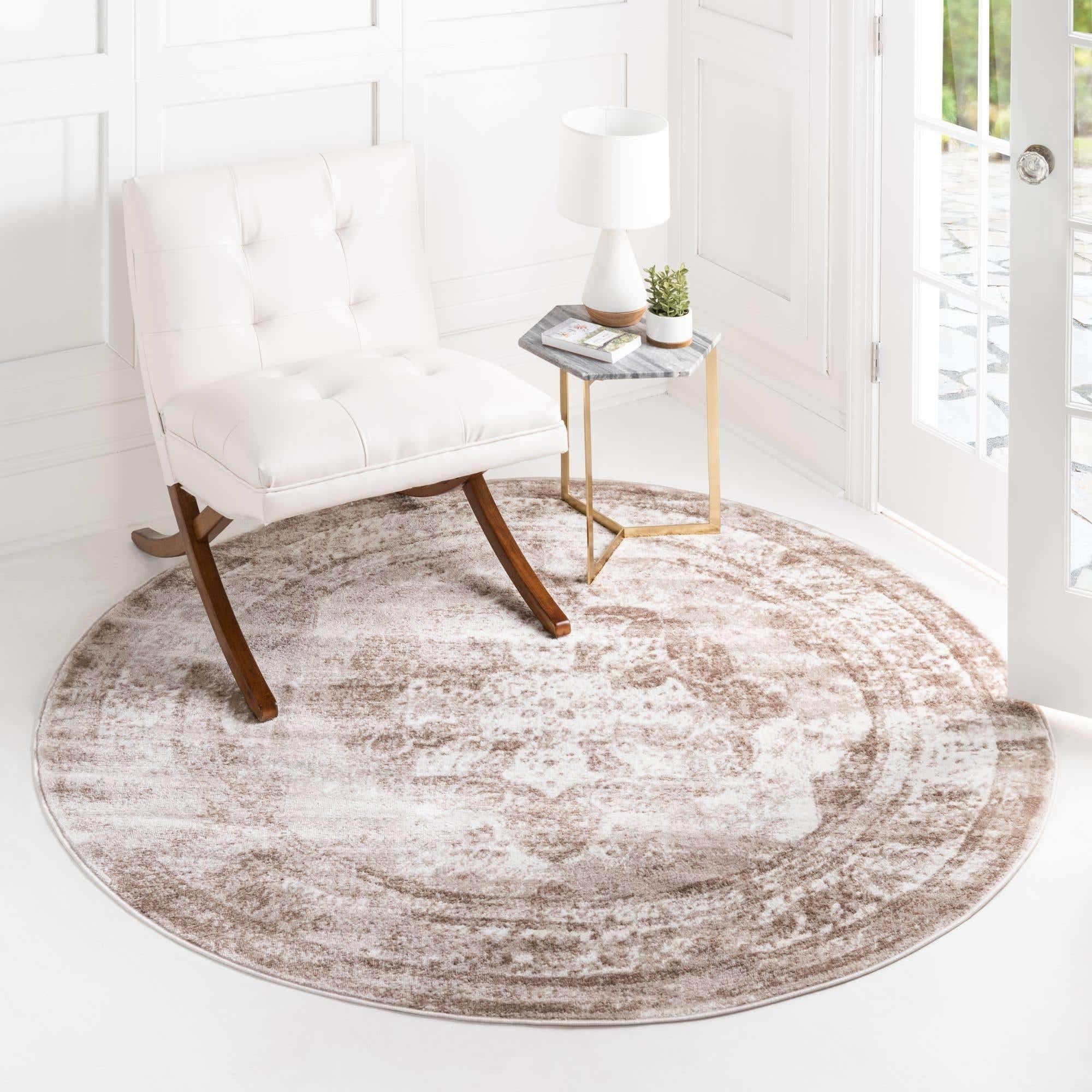 Unique Loom Sofia Collection Area Rug - Salle Garnier (7 10 Round, Beige/ Ivory)