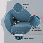 Turquoize Stretch Sofa Slipcover 2 Pieces Sofa Cover Couch Cover For 3 Cushion Couch Washable Furniture Protector Covers With Elastic Bottom Feature Thick Jacquard Fabric (Sofa, Dusty Blue)