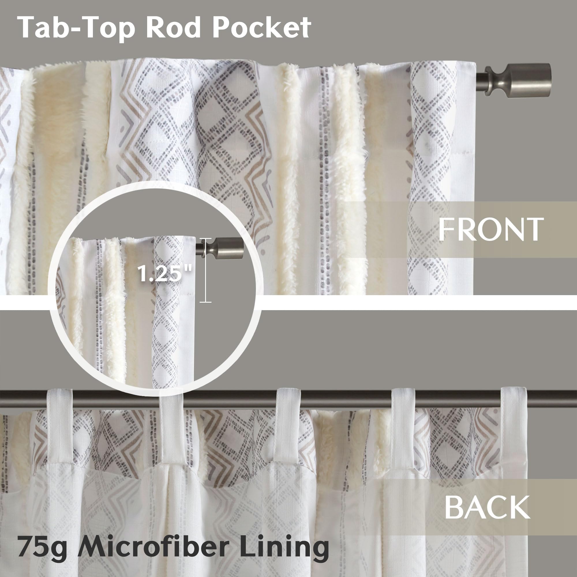 Ink+Ivy Window Curtain For Living Room Geometric Print Tufted Accent Modern Curtain Window, Light Blocking Living Room Drape For