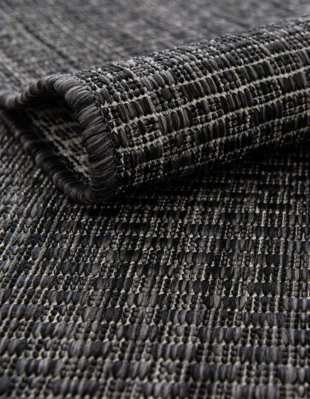 Unique Loom Collection Casual Transitional Solid Heathered Indoor/Outdoor Flatweave Area Rug (2' 2'' X 3' 7'' Hearth, Black/Ivor