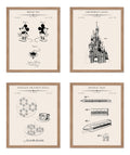 Poster Master 4-Piece Amusement Blueprint Poster - Amusement Castle Patent Print - Mouse Art - Passenger Amusement Device Art - 