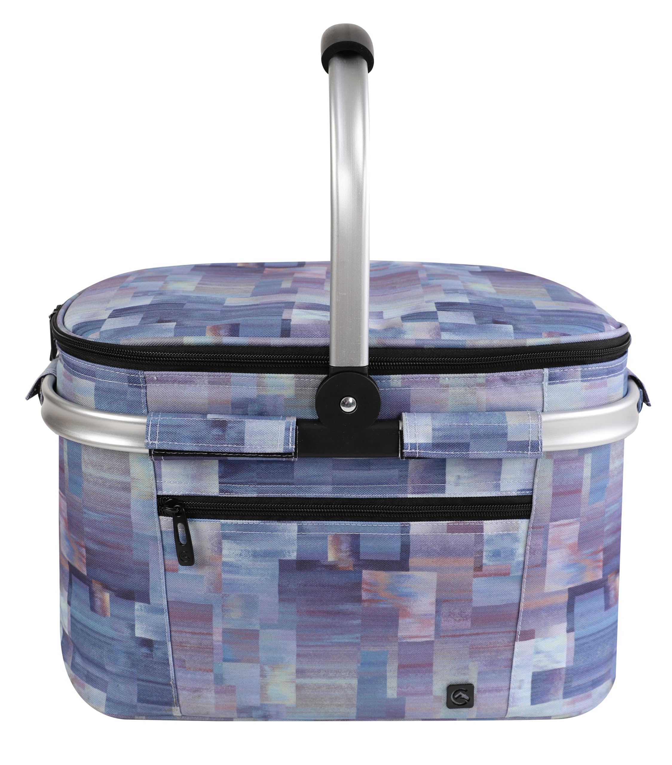 Allcamp Insulated Cooler Bag Portable Collapsible Picnic Basket Cooler With Sewn In Frame (Medium Purple Pattern)