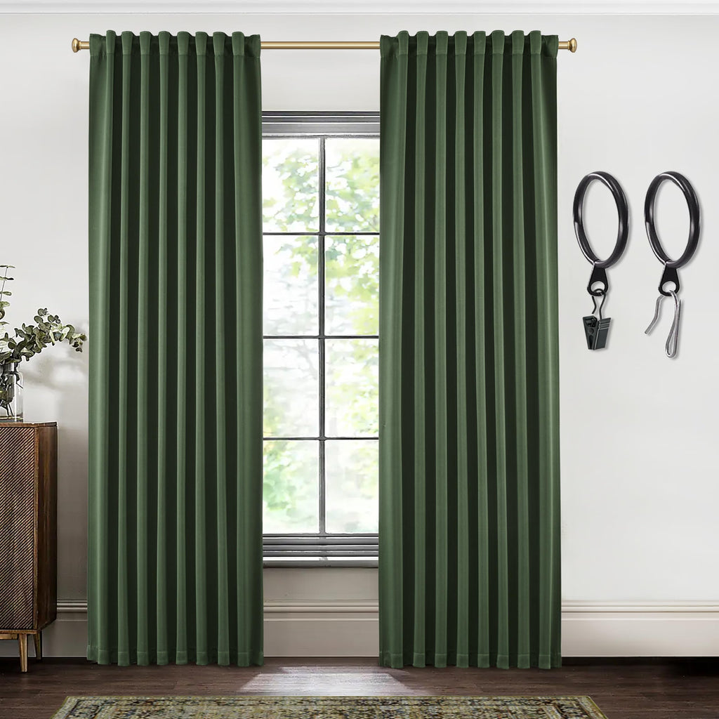 Shineland Room Darkening Curtains 96 Inches Long For Living Room 96 Inch Length 2 Panels Set,Track Curtains Ceiling Mount Floor