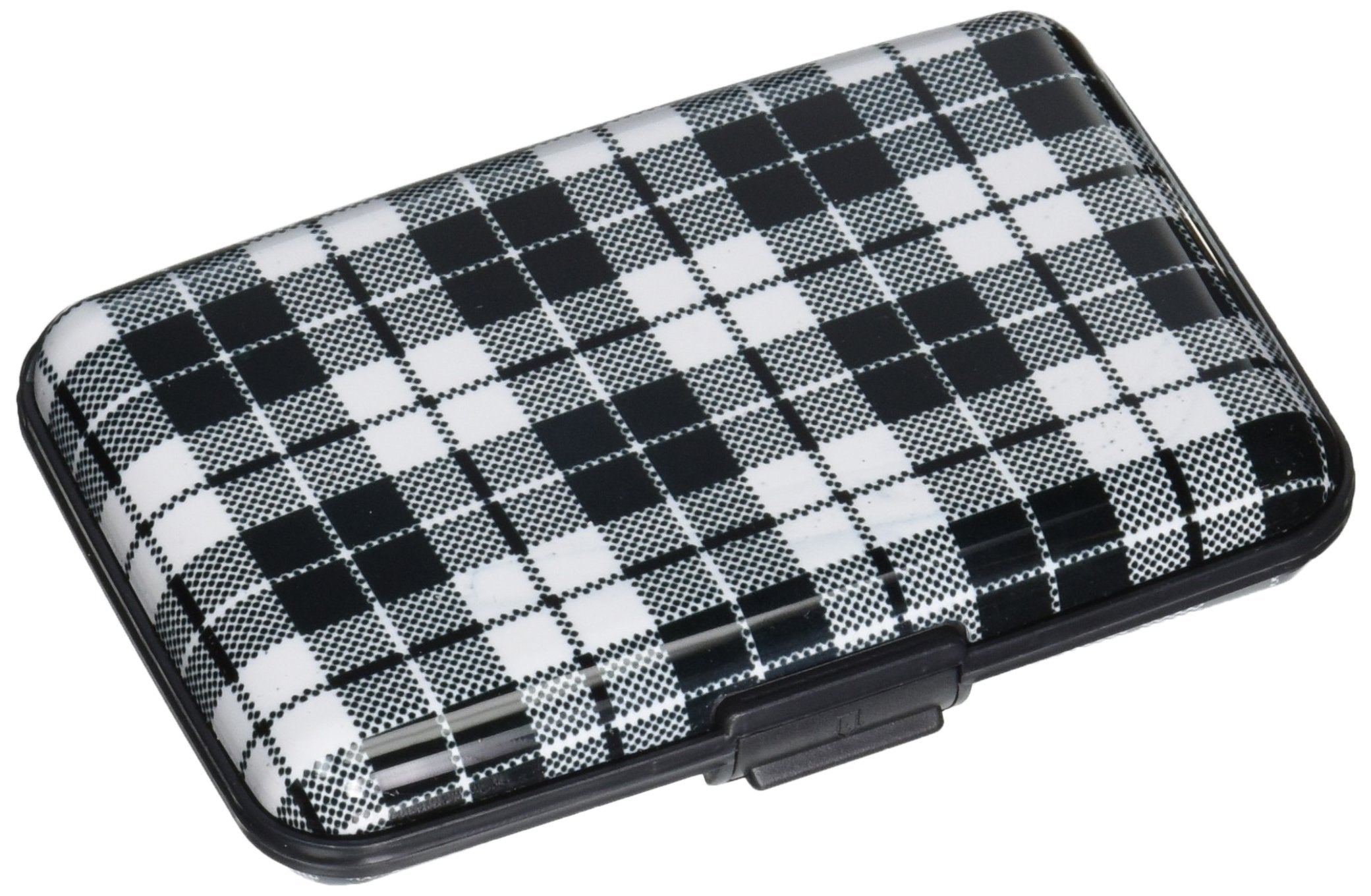 Aluminum Rfid Blocking Credit Card Holder For Men & Women - Cool Slim Metal Business Card Case (Plaid Pattern)