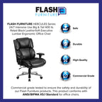 Flash Furniture Hercules Series 24/7 Intensive Use LeatherSoft Swivel Office Chair, Ergonomic High-Back Executive Chair with Padded Seat/Arms, Black