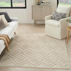 Nourison Versatile Indoor/Outdoor Cream 4' X 6' Area Rug, Easy Cleaning, Non Shedding, Bed Room, Living Room, Dining Room, Backyard, Deck, Patio (4X6)