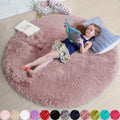 Blush Fluffy Circle Round Rug for Bedroom 5X5 for Kids Room,Furry Carpet for Teen Girls Room,Shaggy Circular Fuzzy Plush Rug f