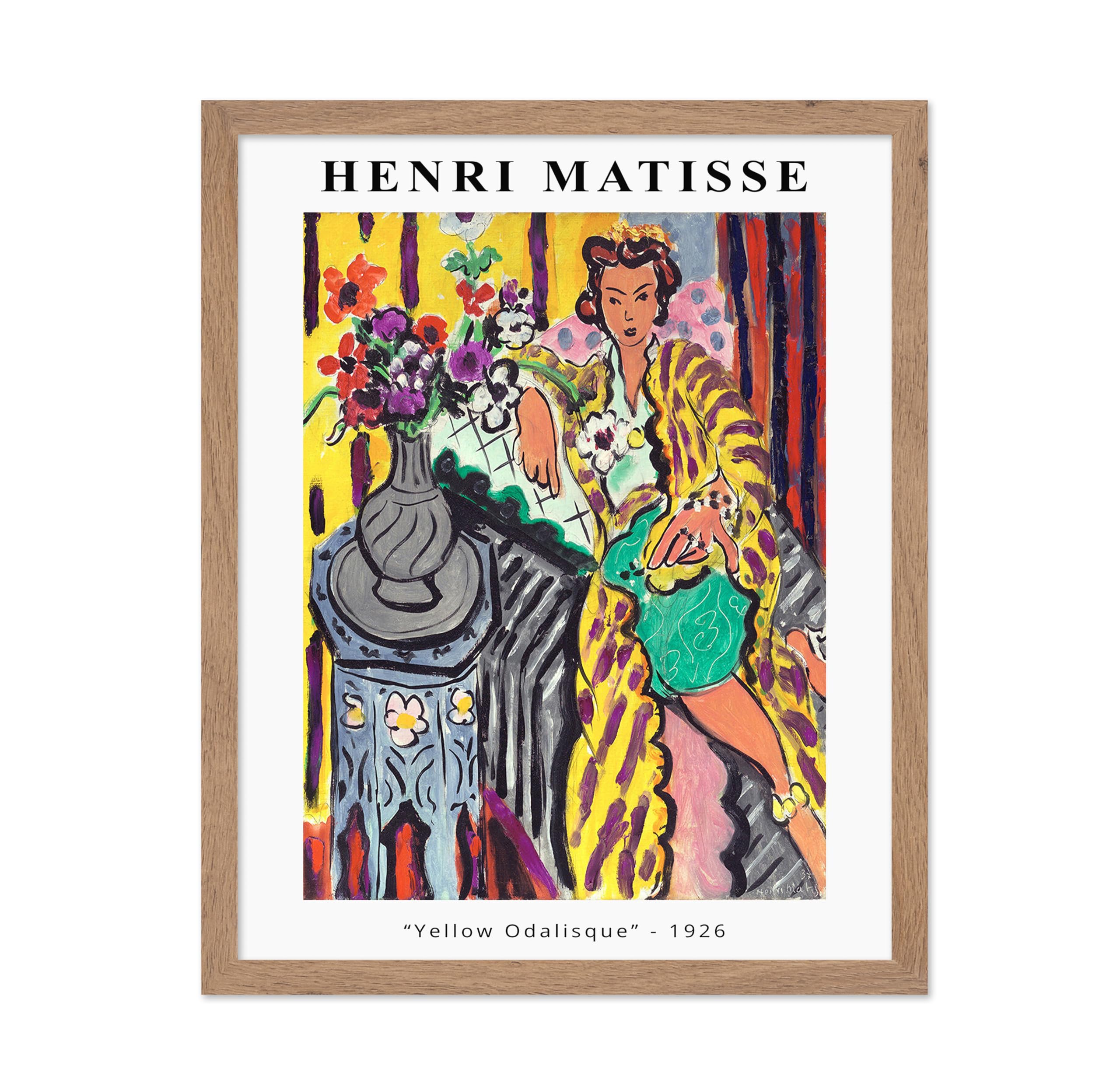 Poster Master Classic Henri Matisse Poster - Vintage Fauvism Print - Gift for Artist, Florist - Yellow Odalisque, Woman, Striped