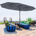 13FT Large Patio Umbrella, Double-Sided Outdoor Umbrellas with Fade Resistant Canopy for Deck Pool Garden Backyard (Grey)