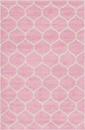 Unique Loom Trellis Frieze Collection Area Rug - Rounded (6' 1'' x 9' Rectangle Light Pink/Ivory)