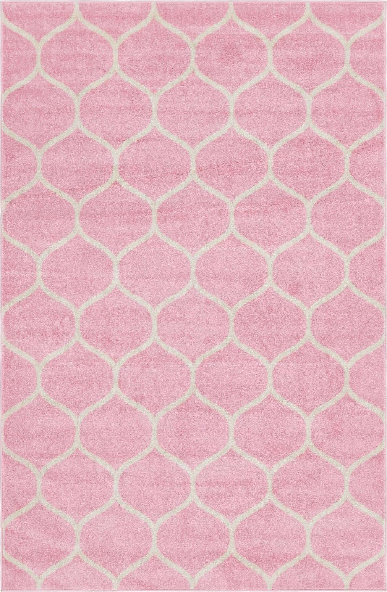 Unique Loom Trellis Frieze Collection Area Rug - Rounded (6' 1'' x 9' Rectangle Light Pink/Ivory)