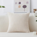 Home Brilliant Striped Velvet Corduroy Euro Throw Pillow Sham Large Cushion Cover For Chair, 24 X 24 Inch (60Cm), Cream Cheese