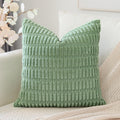 Otostar Corduroy Decorative Throw Pillow Covers 18X18 Inch Super Soft Boho Striped Square Pillow Covers Case Modern Cushion Covers For Sofa Couch Bedroom Car Decor Sage Green
