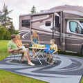 Eez Rv Products 6'X9' Gw Heavy Duty Reversible/Durable Outdoor Patio/Rv Mats (9Ft X 6Ft Grey) Come With Large Storage Bag & 6 Se