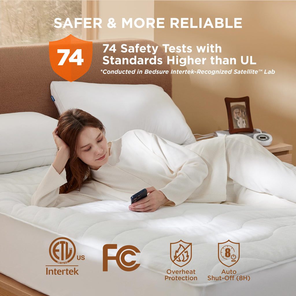 Bedsure Heated Mattress Pad Queen - Bed Warmer With Memory & Preheat Function, 12-Hour Timer & 10 Heat Settings With Dual Contro