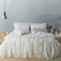 Jellymoni Cotton Plaid Duvet Cover King Size - 100% Washed Cotton Linen Like Textured Comforter Cover, 3 Pieces Breathable Soft