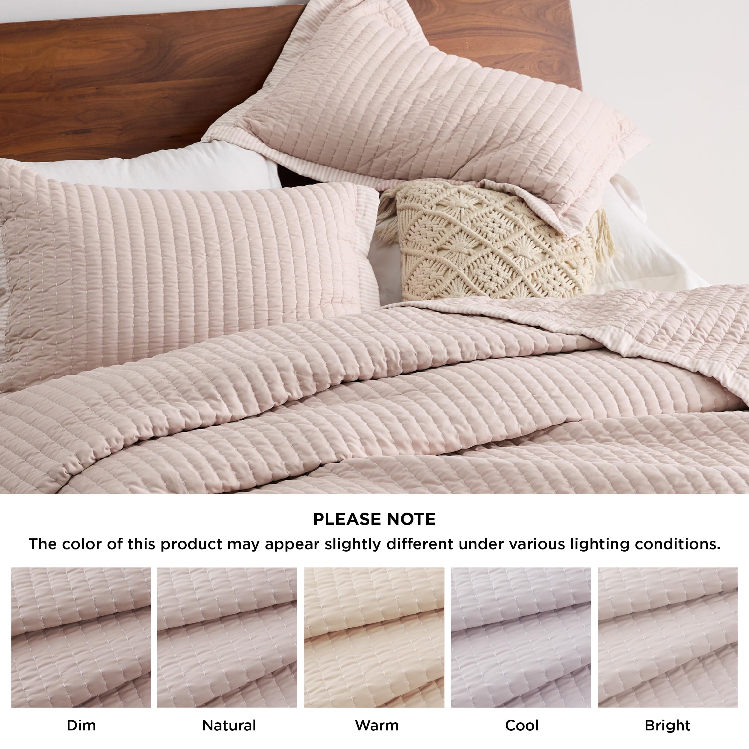 Bedsure Pink Bedspread Coverlet King Size - Lightweight Soft Quilt Bedding Set For All Seasons, Corduroy Pattern Quilt Set, 3 Pieces, 1 Quilt (106'X96') & 2 Pillow Shams (20'X36'+2')