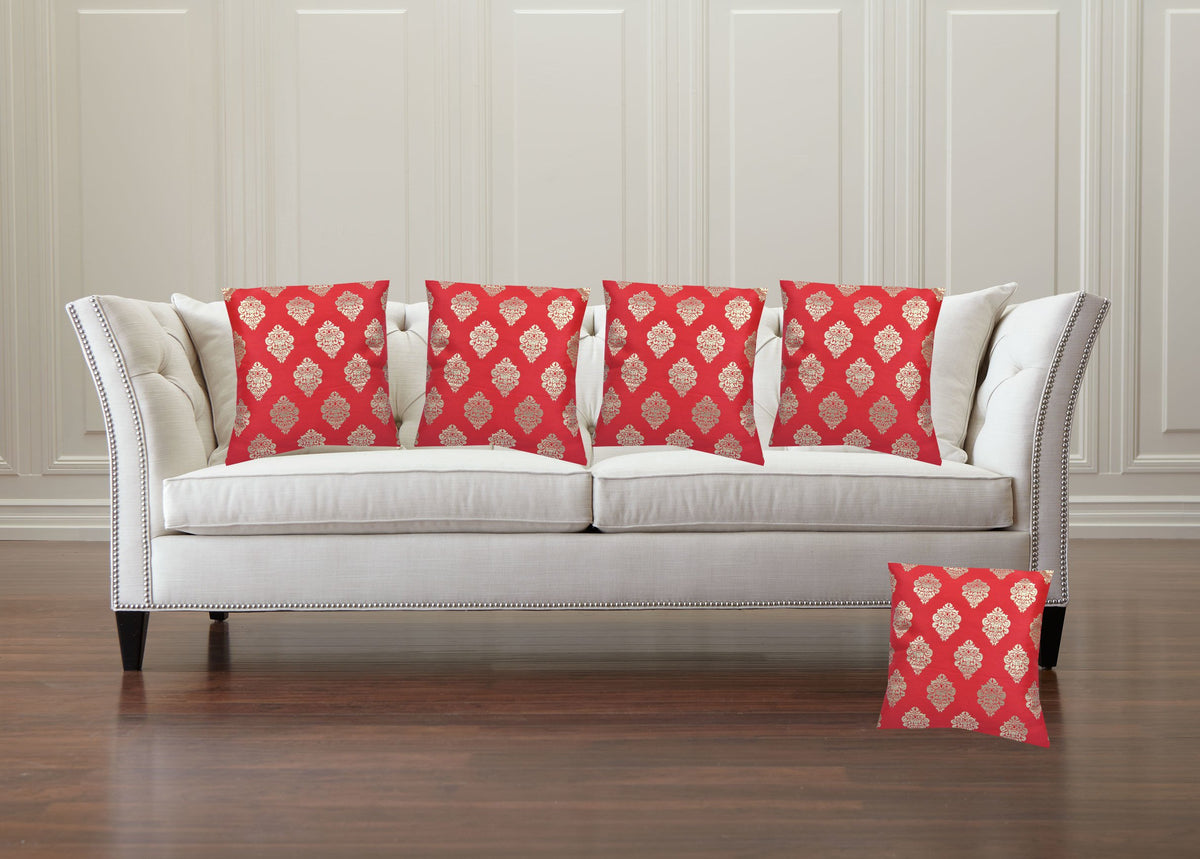 Decorative Jacquerd Cushion Cover 12 X 12(30 Cm X 30 Cm) Set Of 5 Pcs
