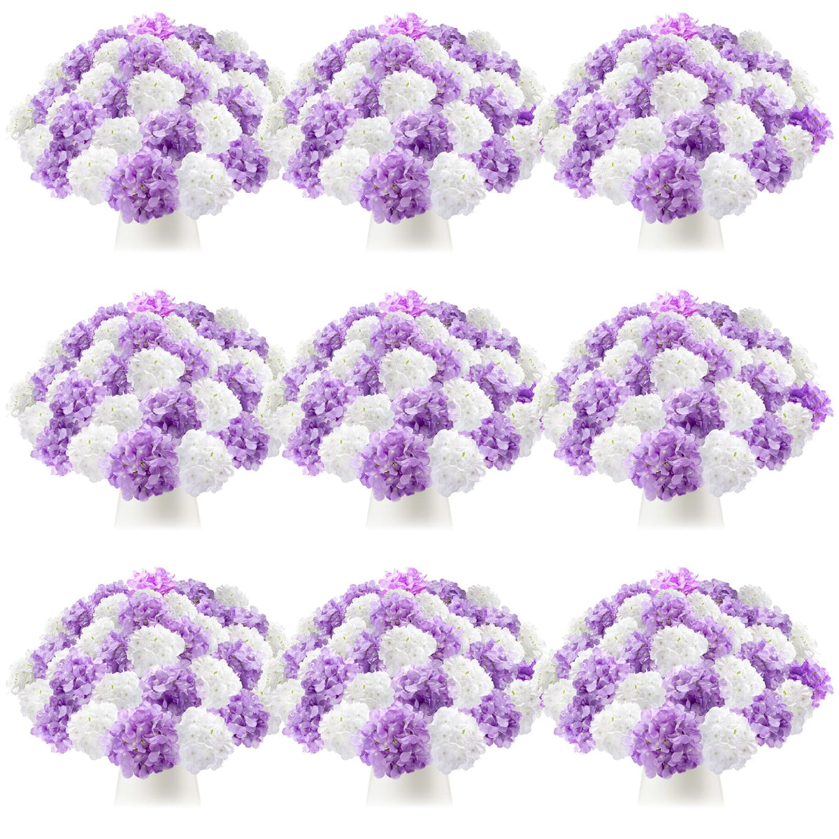 Tigeen 100 Pcs Hydrangea Artificial Flowers Bulk 7.48 Inch Artificial Hydrangeas with Removable Stems Faux Hydrangea Flowers Wed
