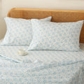 Hyprest Floral Sheets King, Blue Floral Pattern Soft Breathable Farmhouse 4Pcs Bed Sheet Sets,18 Inches Deep Pocket Sheets