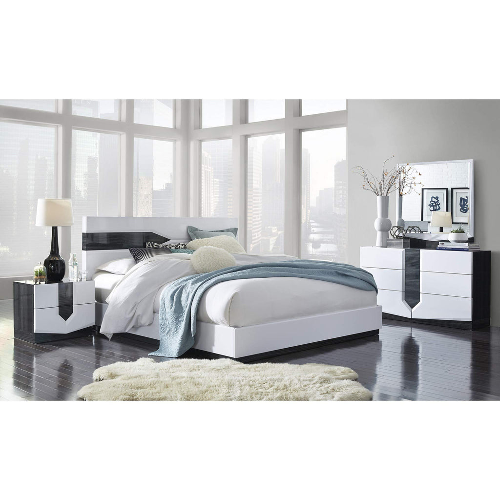 HomeRoots White and Grey Nightstand with 2 Drawer