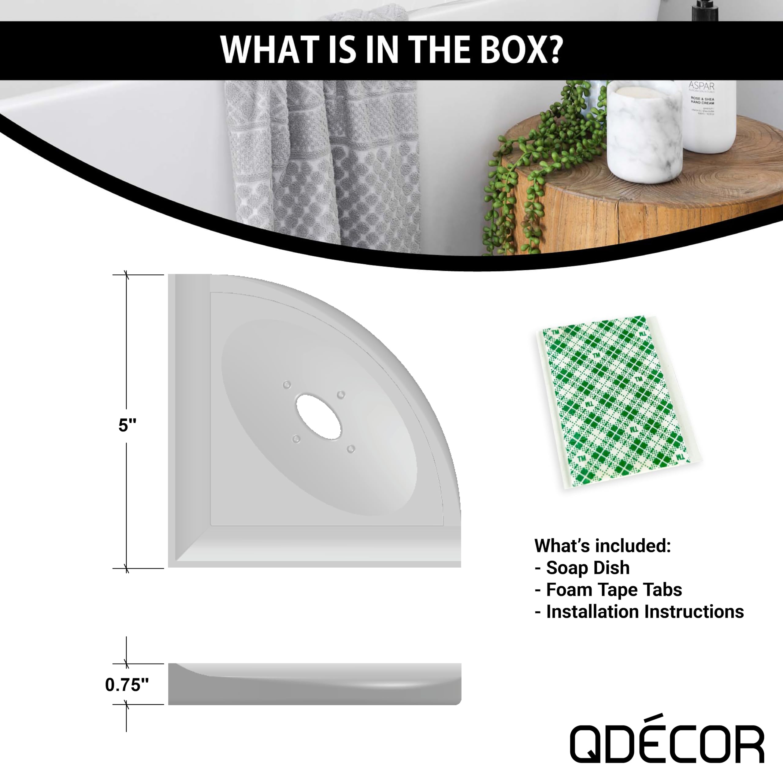 Questech Decor Shower Soap Dish, Retrofit Corner Shower Shelf For Tiled Walls, Bathroom Shower Corner Soap Holder, 5 Inch Corner
