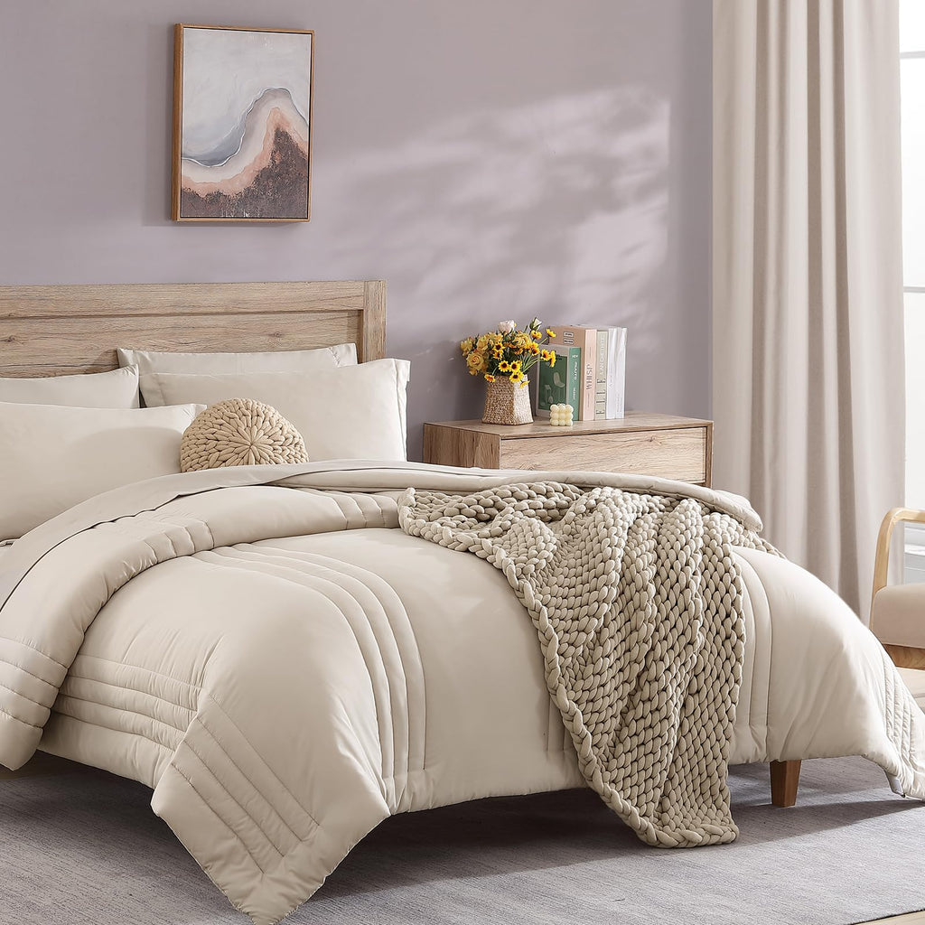 Monbix Comforter King Size Bed Set, King Comforters Set 7 Piece, Bedding Sets King With Comforters, Sheets, King Bed In A Bag Wi