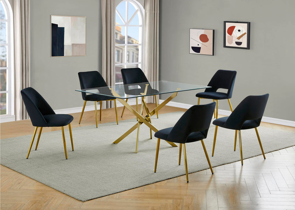 Best Quality Furniture D234-Sc226/7/8/9 Dining Set, 7-Piece, Black