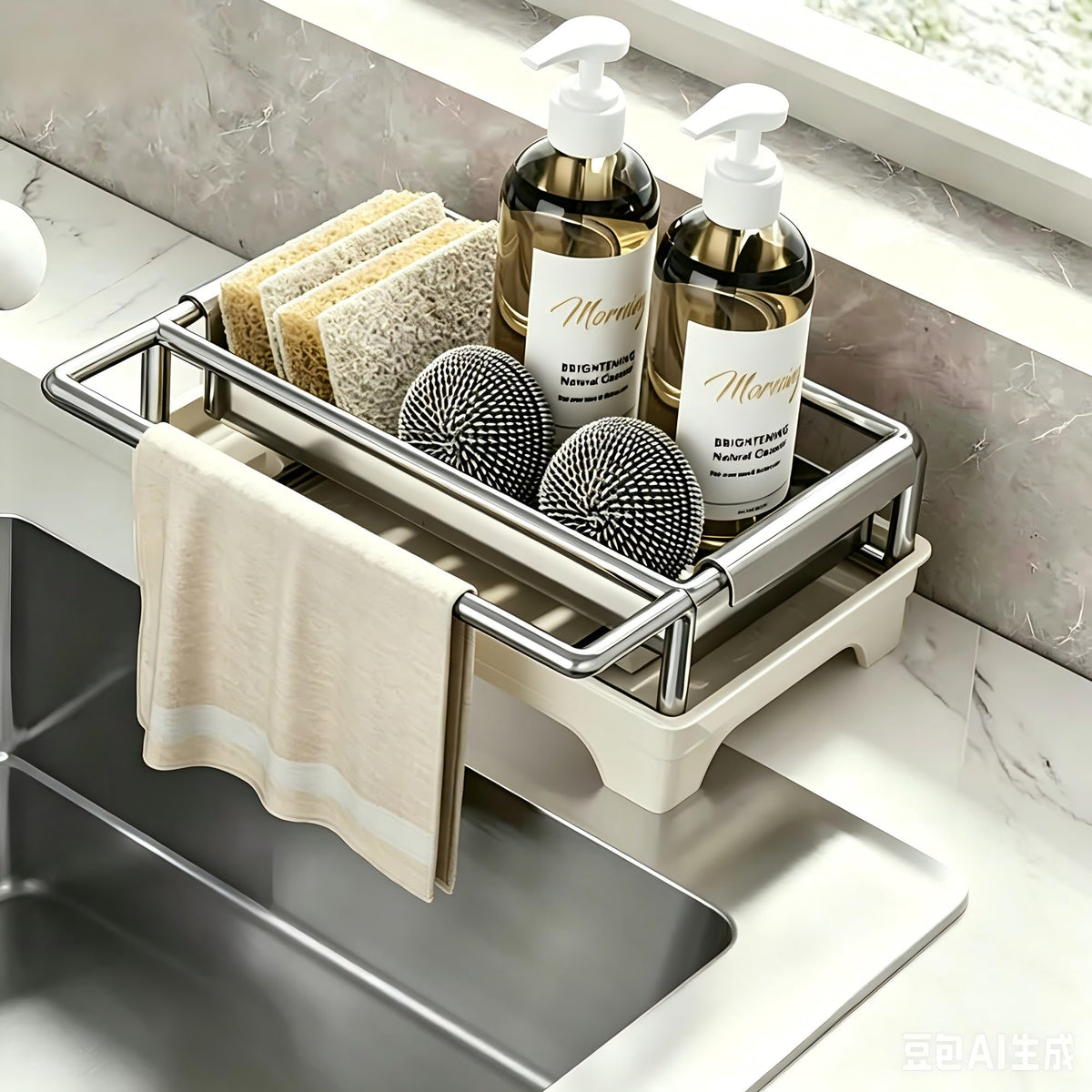 YSQZFV Sponge Holder for Kitchen Sink, Sink Caddy Organizer with Drip Tray