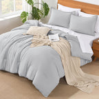 Andency Light Grey Comforter King Size - 7 Pieces Gray Bed In A Bag King Bedding Comforter Sets, Summer Plain Soft Lightweight Comforter With Fitted Sheets, Flat Sheets, Pillowcases & Shams