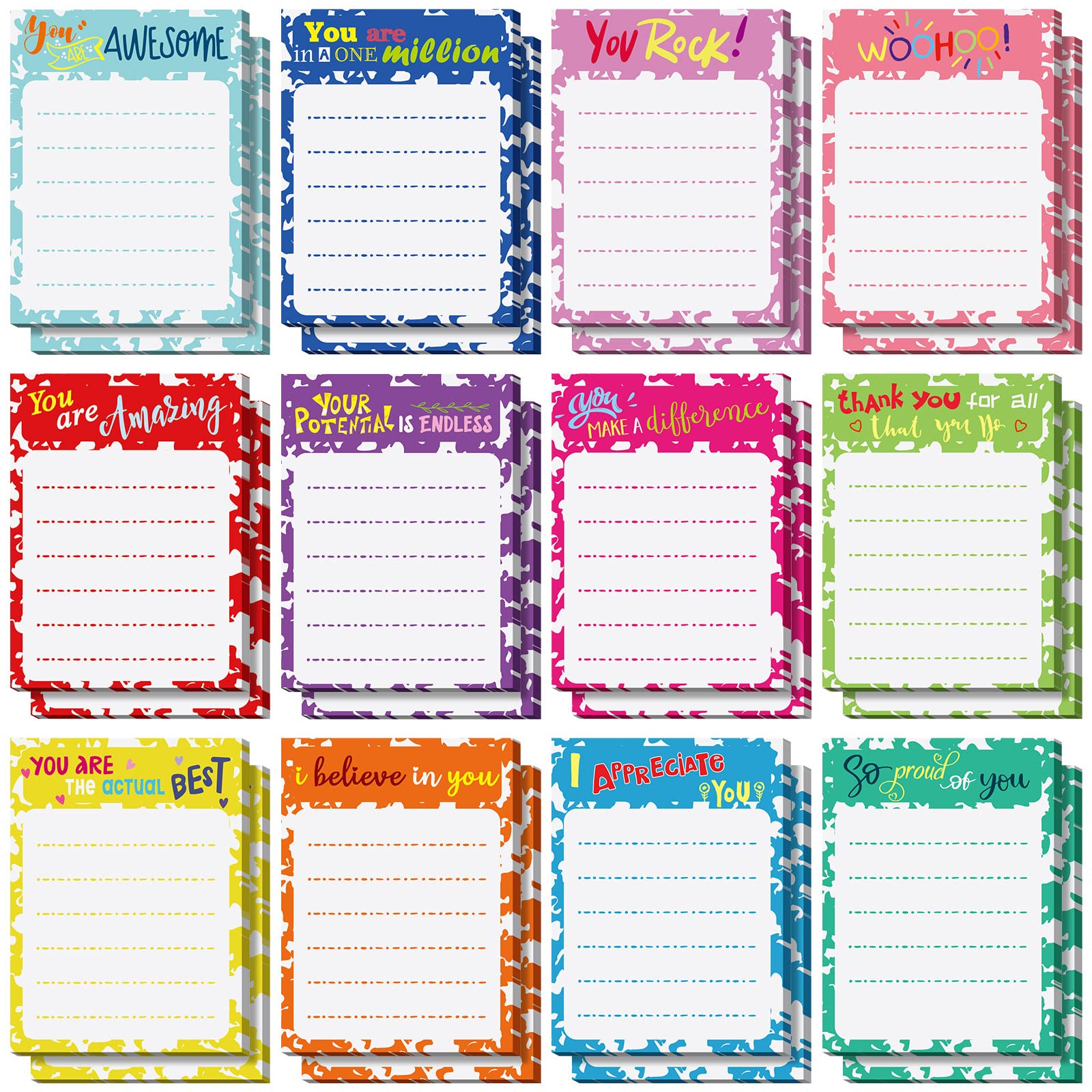 Yinder 24 Pcs Inspirational Sticky Notes Christmas Appreciation Sticky Notes Motivational Funny Memo Pads Positive Note 3 x 4 Me