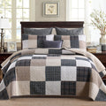 Perhom 100% Cotton King Size Quilt Set - Lightweight Bedding Set, Real-Patchwork Plaid Pattern Printed Farmhouse Bedspreads, Sof
