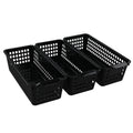 Begale Small Plastic Storage Baskets, Black, 11.6L x 5W x 3.4H, Set of 6