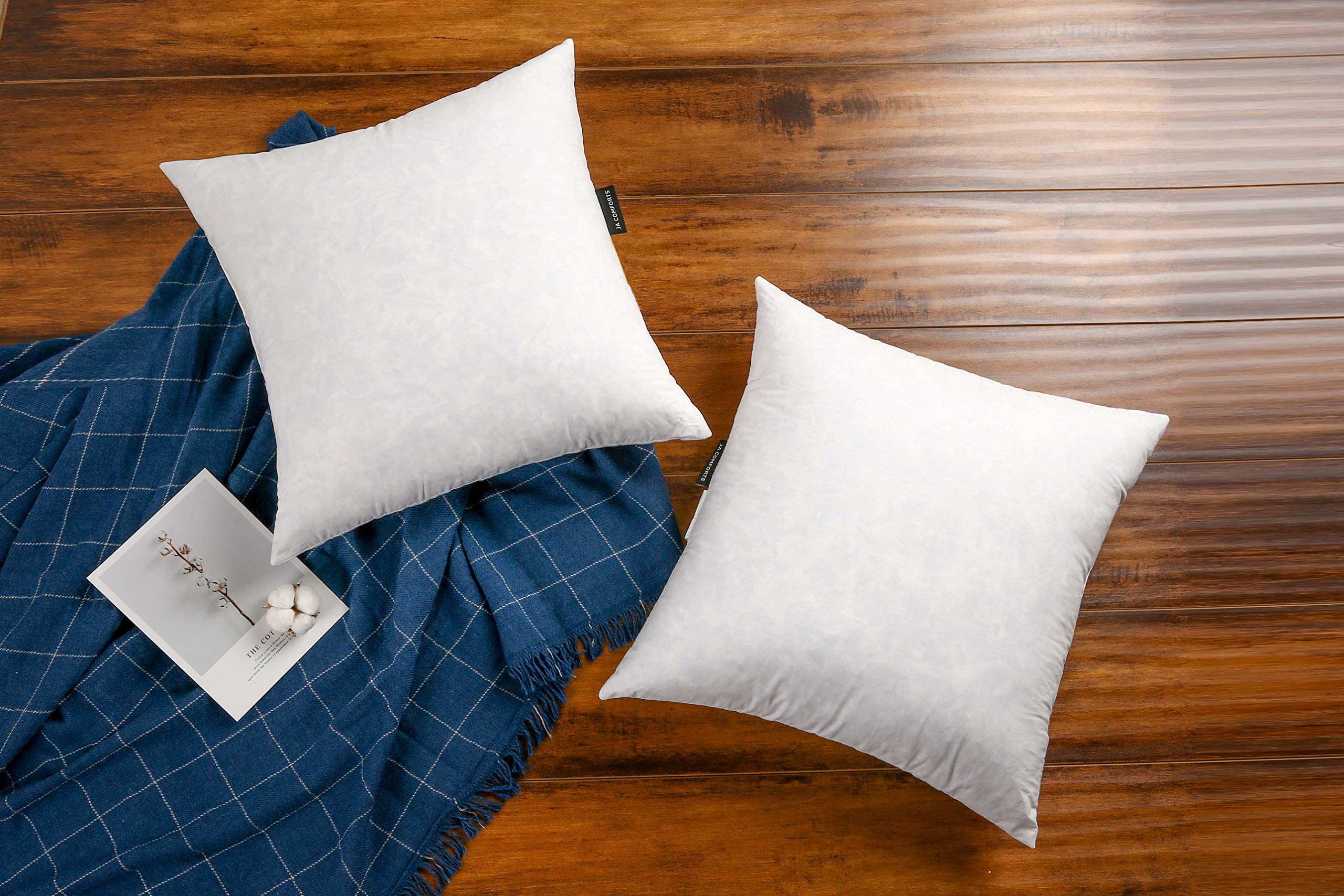 Ja Comforts 20  20 Premium Goose Down Feather Throw Pillow Inserts(Set Of 2)-5% Down Filling,High Filling Weight,250 Tc Cotton C