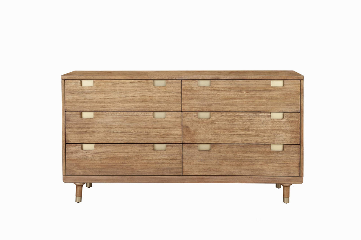 Alpine Furniture Easton 6Drawer Mahogany And Veneer Dresser, Sand