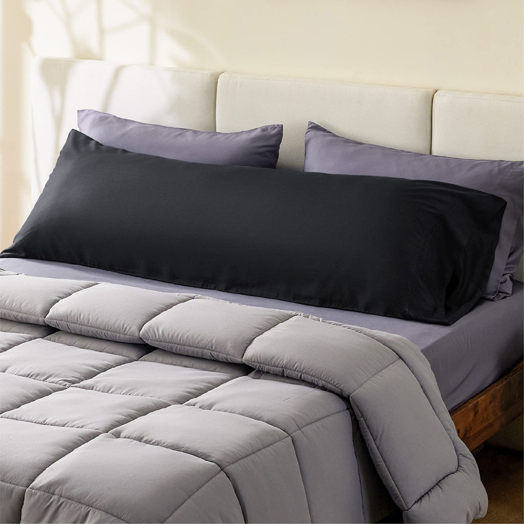 Bedsure Body Pillow Cover - Black Long Cooling Pillow Cases, 100% Rayon Derived From Bamboo, Soft & Breathable Body Pillowcase With Envelope Closure, Gifts For Women Or Men, 1 Pack, 20X54 Inches