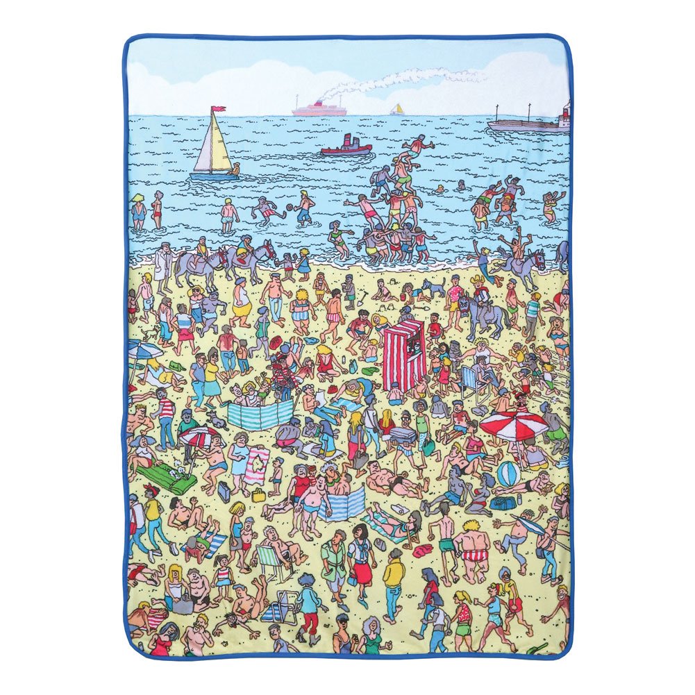 Just Funky Waldo Collectibles | Wheres Waldo On The Beach Fleece Throw Blanket | 45    X 60