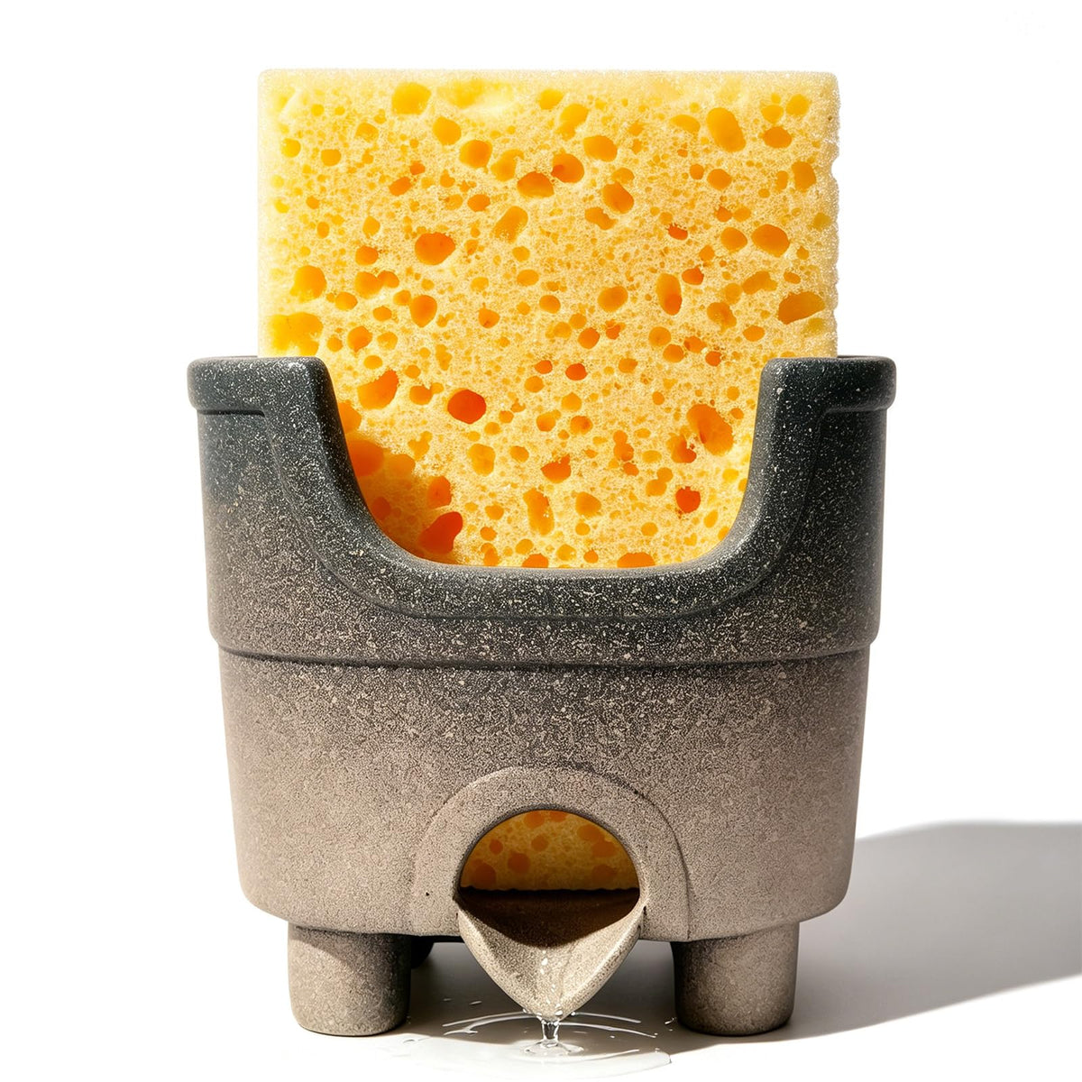 Ceramic Sponge Holder with Drainage for Kitchen Sink and Countertop