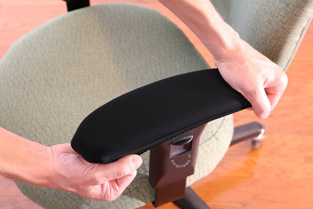 Ergo360 Soft Chair Arm Pad Covers - Protect & Cushion Armrests, 10.5" to 13" Long, Complete Set of 2, Black, Model: Fitted-Armrest