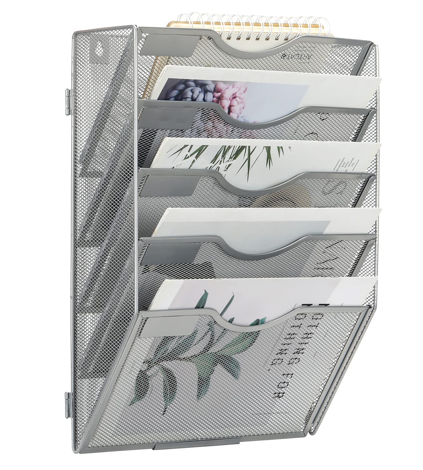 Easypag Mesh Wall File Holder Assemble Office Hanging File Organizer Magazine Rack For Papers And Document ,Silver