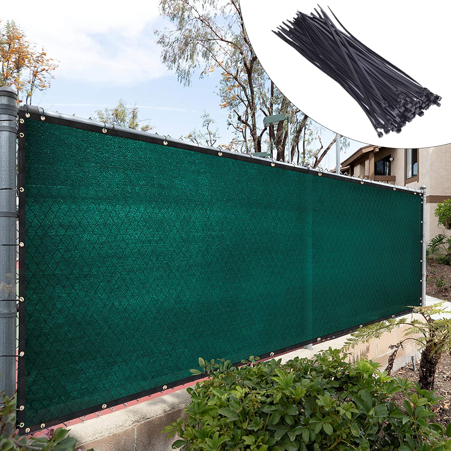 Royal Shade 5' X 25' Green Fence Privacy Screen Windscreen Cover Netting Mesh Fabric Cloth - Cable Zip Ties Included (We Make Cu
